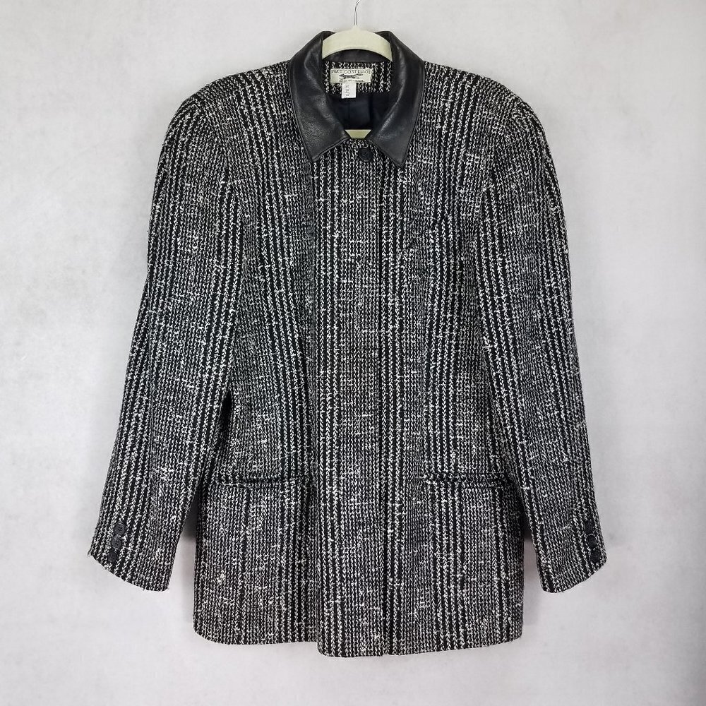 Vintage Paul Costelloe Ireland Jacket Blazer Coat Silk Wool Leather Women 10 VTG